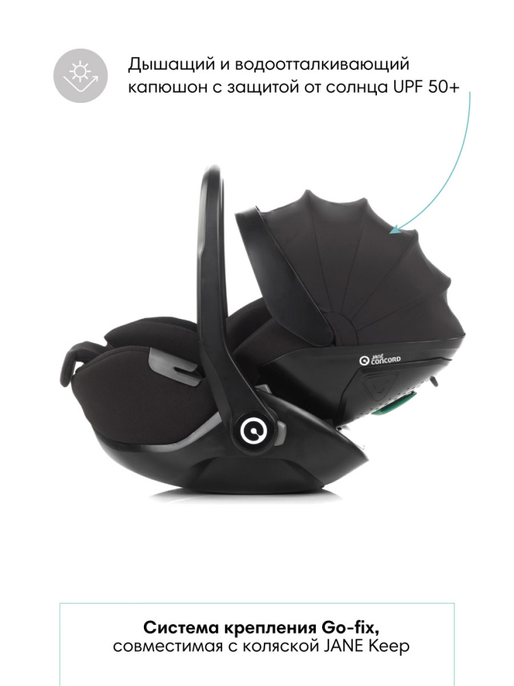 JANE Concord Автокресло 0+ Kombibaby ( 40-87 см, 0-12 мес) Matt Black - фото  5