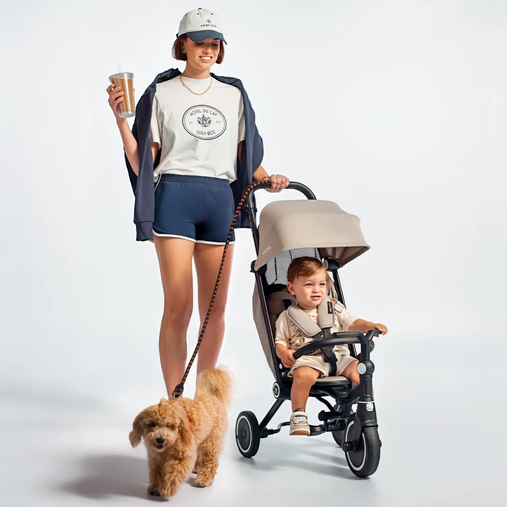 SMARTRIKE Трехколесный складной велосипед Wonder max, Stone Beige - фото  12