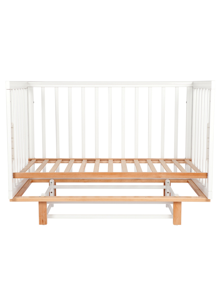 LIEL кровать с маятником приставная Union белый/натуральный - фото  3