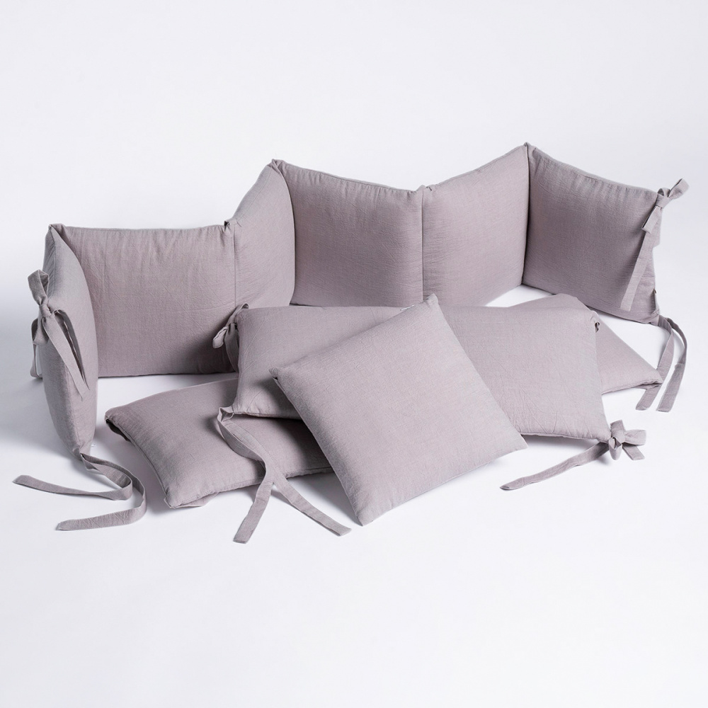 Perina защита для детской кроватки (бампер универсальный) &quot;Soft Cotton&quot; (серо-лиловый) 