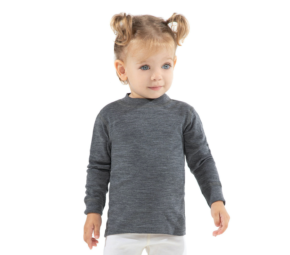 NORVEG футболка 100% шерсть с длинным рукавом Soft Kids цвет серый меланж - фото  1