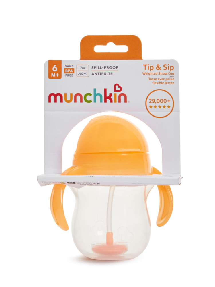 Munchkin поильник Click Lock Any Angle™ с трубочкой и ручками Оранжевый 207 мл. 6+ - фото  9