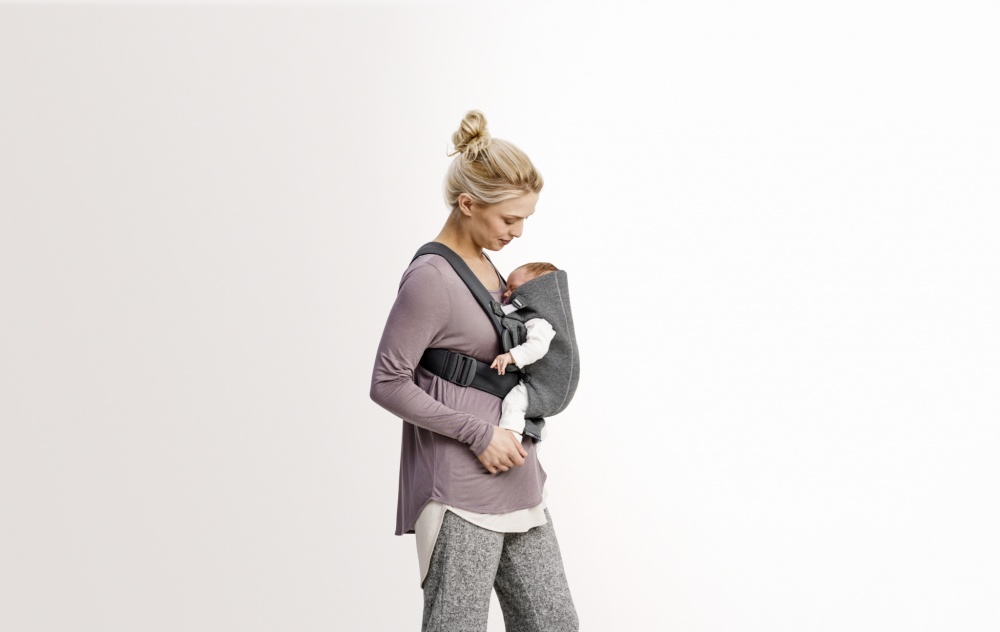 BabyBjorn рюкзак для переноски новорожденных Mini Cotton Jersey темно-серый