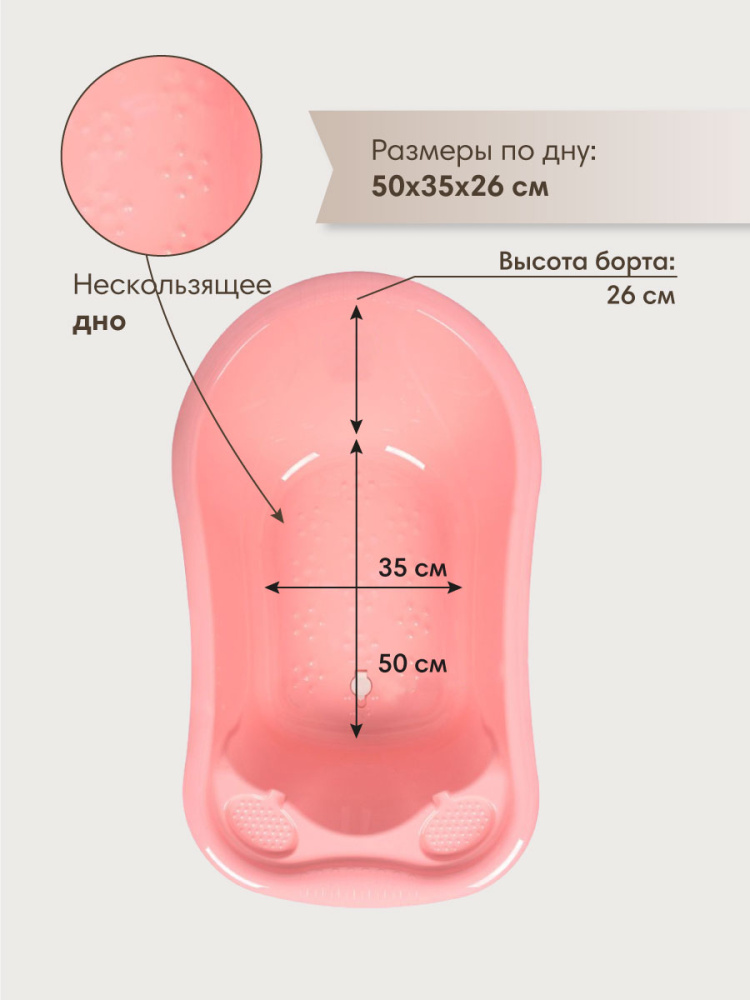 OLANT ванночка детская со сливом цвет розовый - фото  2