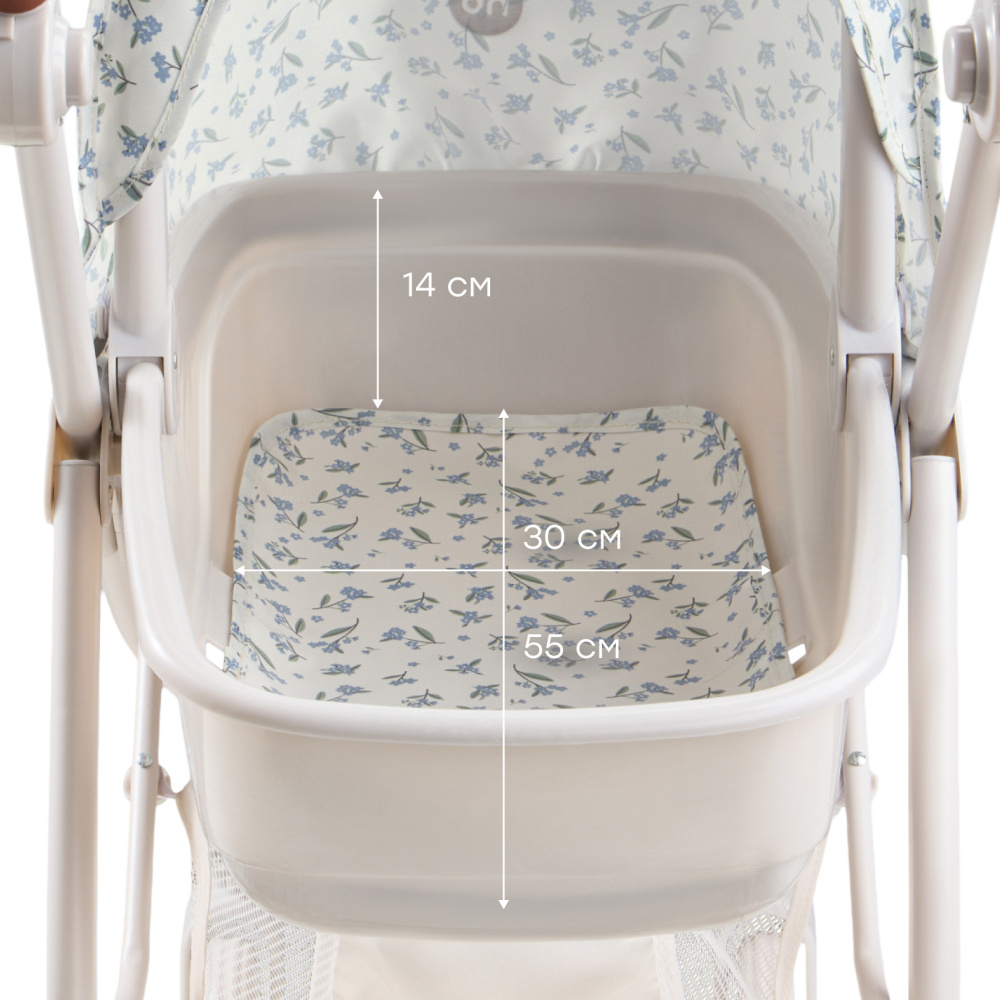 Happy Baby коляска для кукол Эшли (Ashley) синие цветы / blue flowers - фото  8