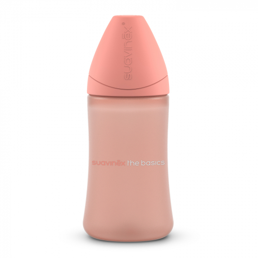 Suavinex набор бутылок с круглой силиконовой соской 3 позиции &quot;BASICS&quot; 270 мл, 2 штуки, цвет розовый