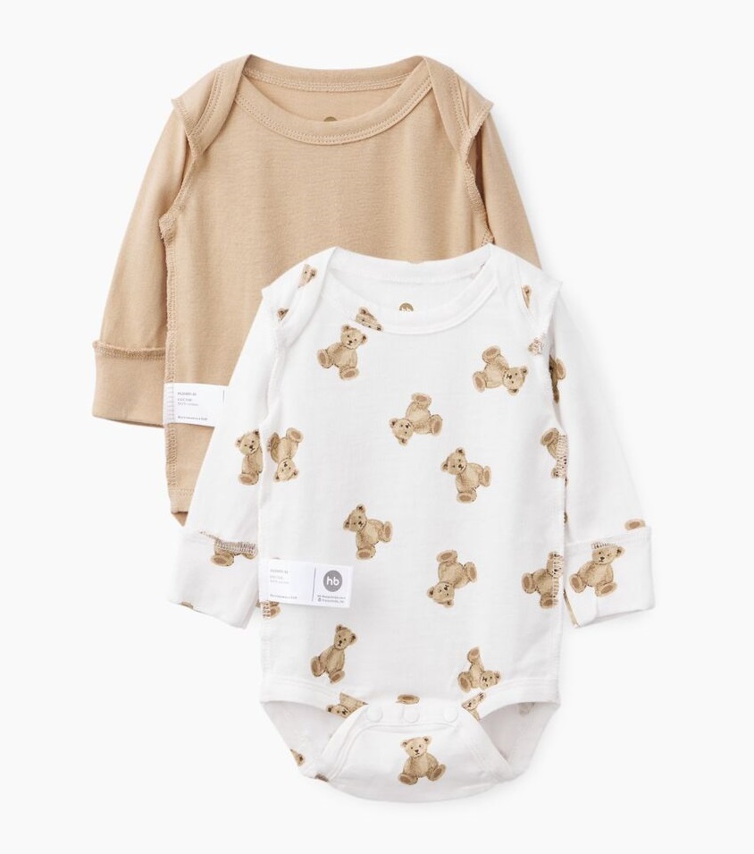 Happy Baby боди с длинным рукавом beige&bears (набор 2 шт.)