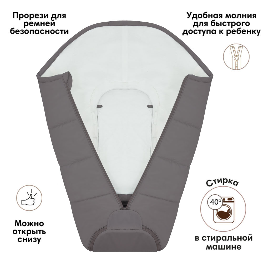 OLANT BABY конверт Siberia Mini в автокресло и коляску серый - фото  5