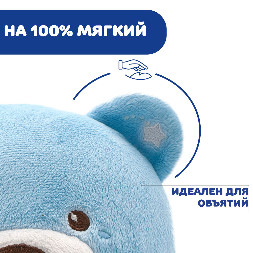 Chicco игрушка-проектор мягкая музыкальная Мишка, голубой - фото  10