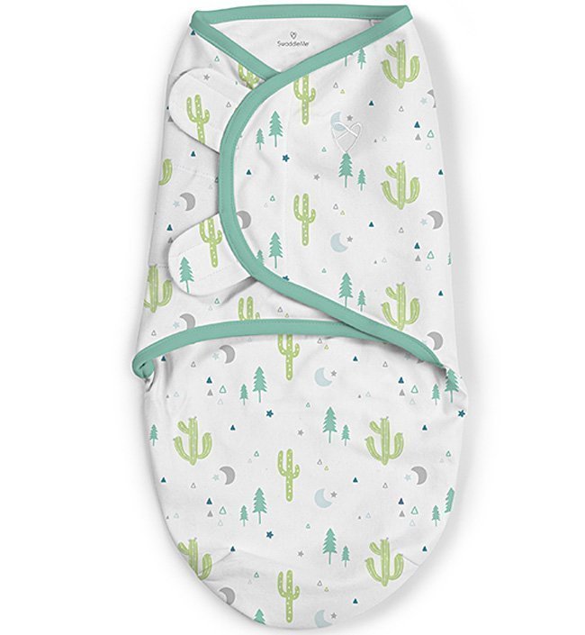 Summer Infant конверт для пеленания на липучке SwaddleMe® S/M кактусы белый/зеленый