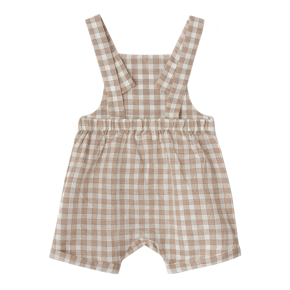 Babybu комбинезон на лямках GINGER GINGHAM 70% органический хлопок 30% лен цвет бежевый - фото  2