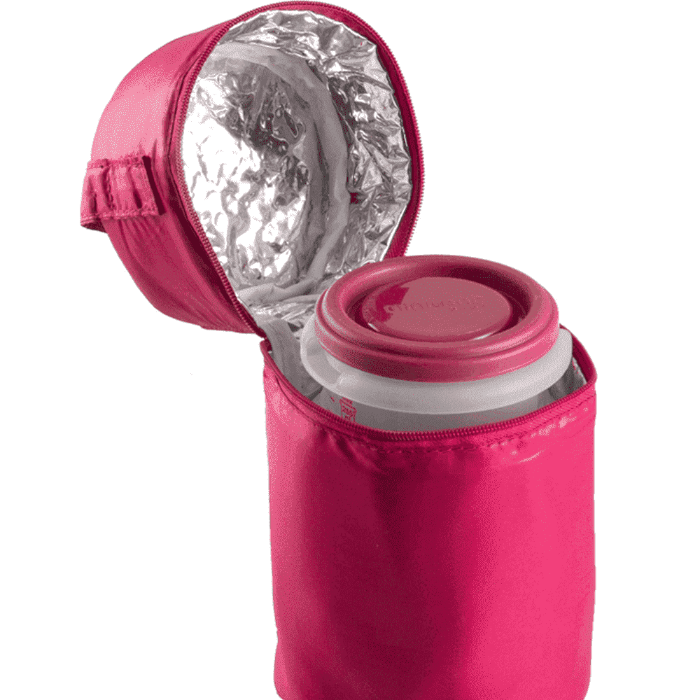 Miniland термосумка с 2 мерными стаканчиками, розовая