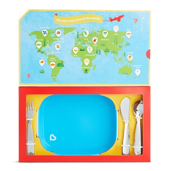 Munchkin набор обеденный детский  Food Adventure™ , голубой с 18 мес. - фото  4