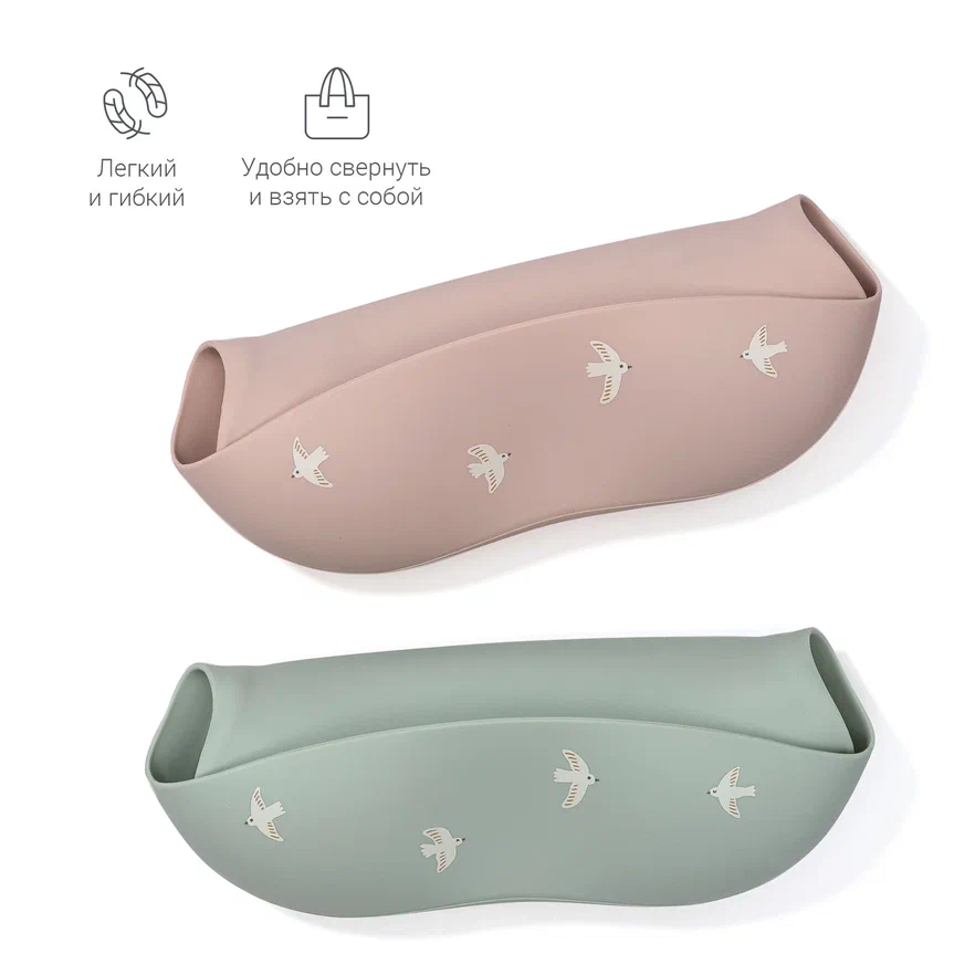 Edda нагрудник силиконовый Птички, Шалфей - фото  9