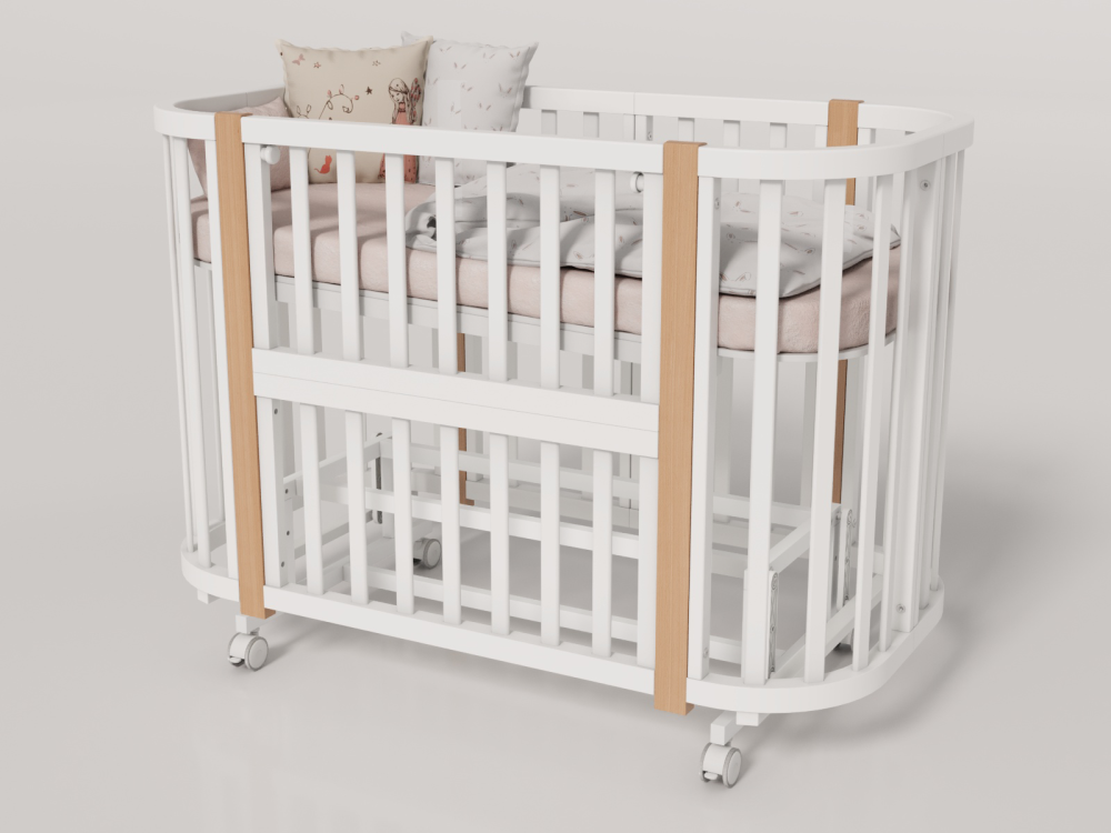 OLANT BABY кровать-трансформер с маятником Vila белый/бук - фото  18
