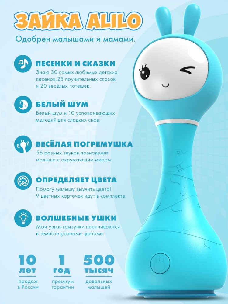 Alilo игрушка Умный зайка R1 музыкальная интерактивная синий - фото  3