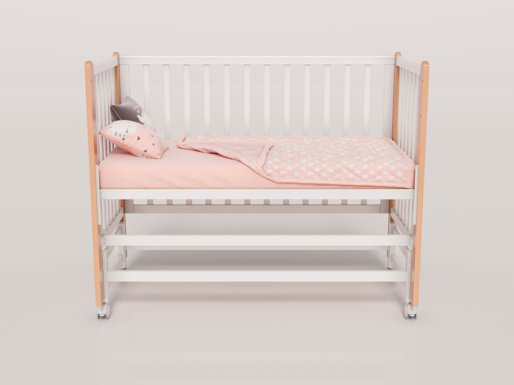 OLANT BABY кровать детская с маятником Bliss белый/бук - фото  16