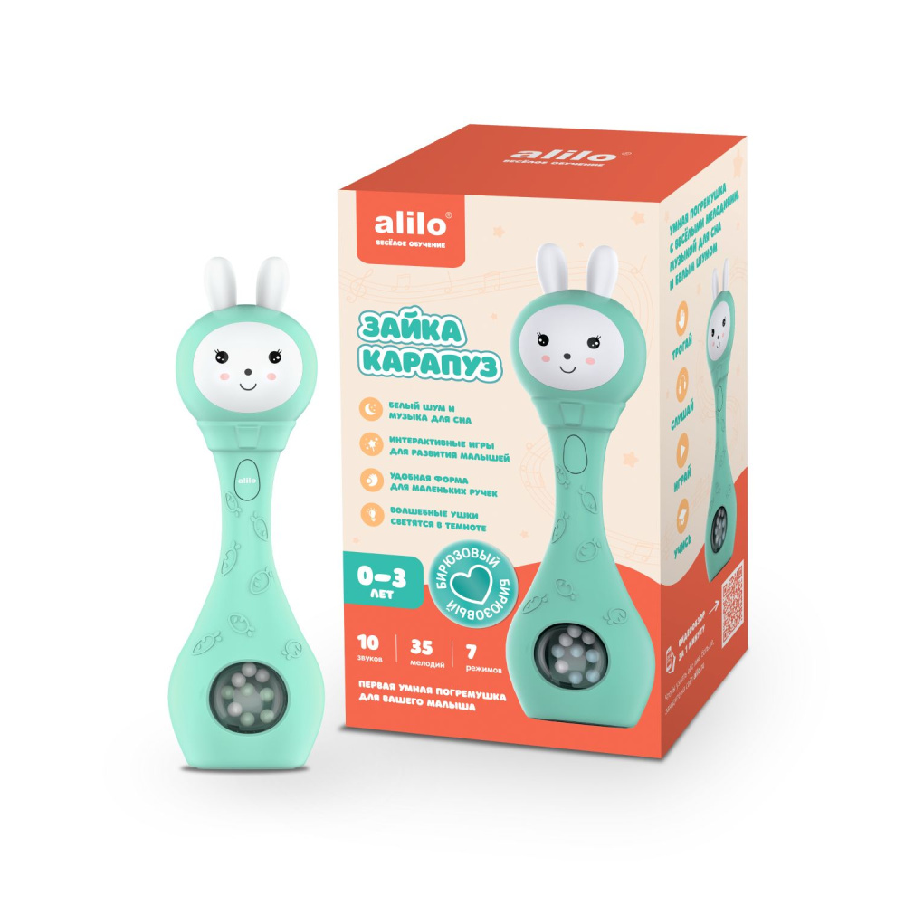 Alilo игрушка Зайка-Карапуз S1 бирюзовый - фото  4