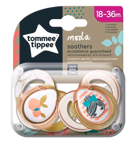 Tommee Tippee соска-пустышка силиконовая Moda, 18-36 мес., 2 шт. - фото  6