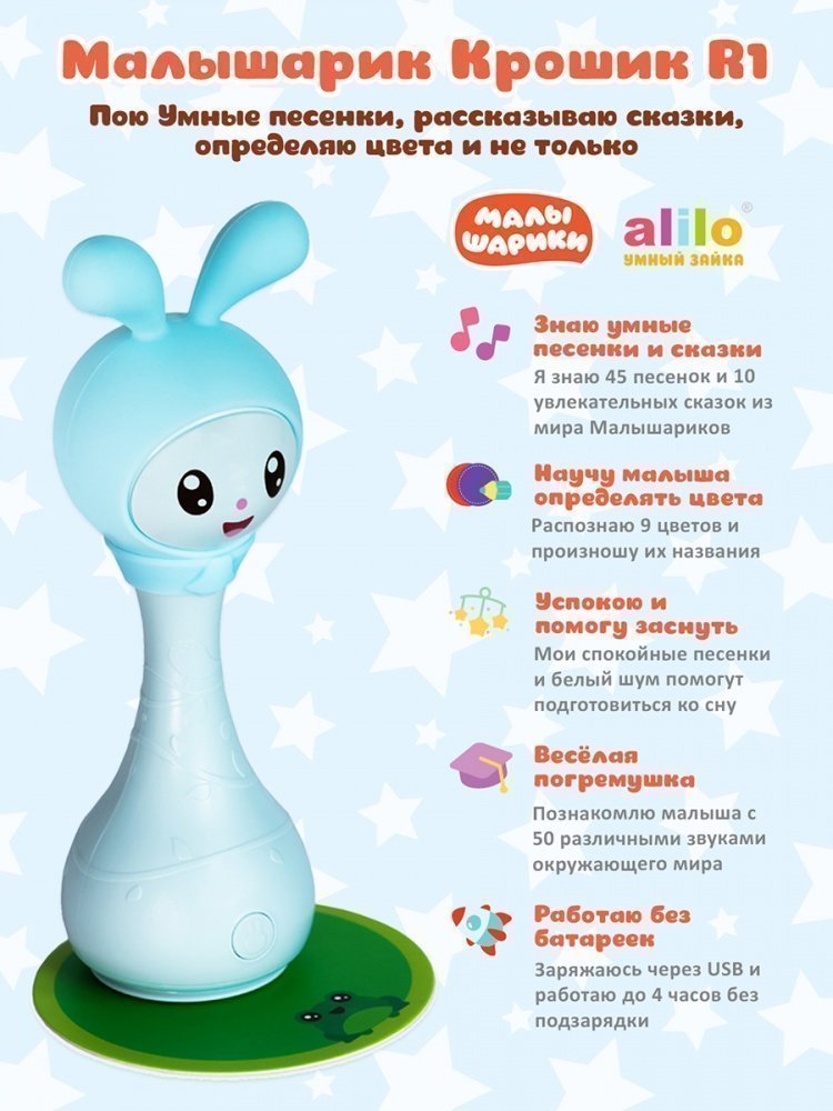 Alilo игрушка Малышарики-Крошик R1 музыкальная интерактивная  голубой