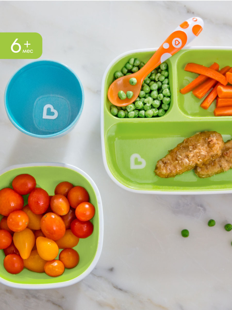 Munchkin тарелки миски детская  Splash™ набор 2шт. с 6 мес., голубая зеленая - фото  9