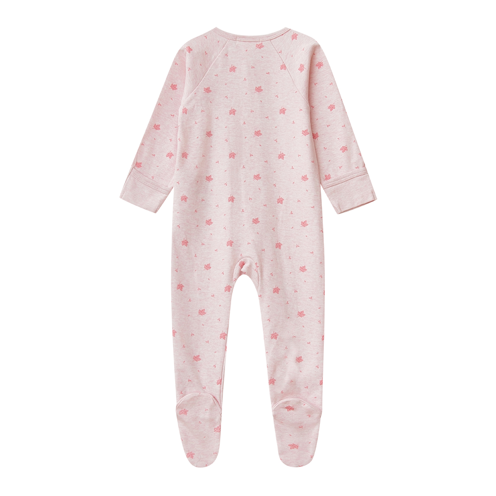 Babybu комбинезон на молнии Pale Pink Leaf 100% органический хлопок  - фото  2