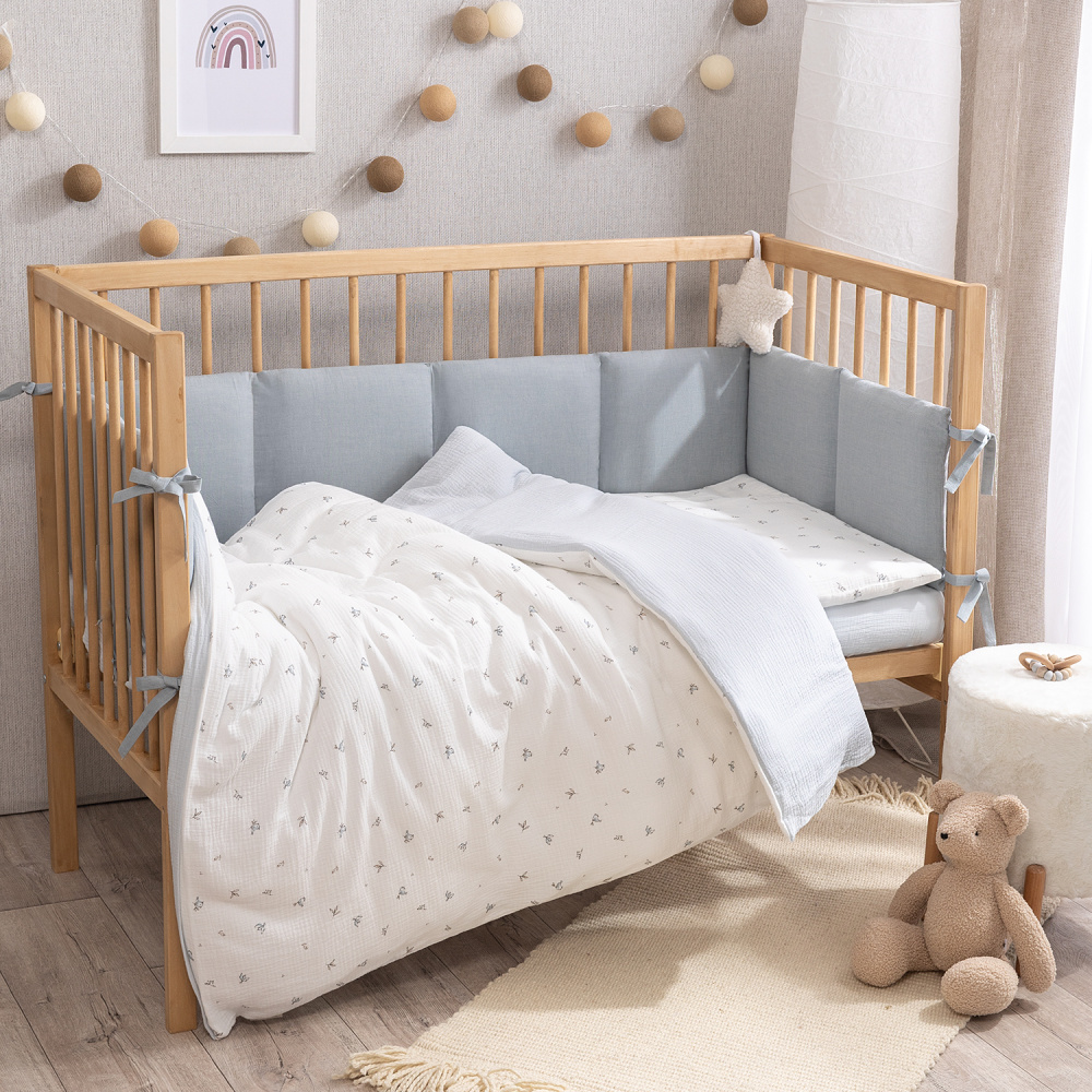 Perina комплект постельного белья Muslin Птички/Голубая пастель 3 предмета