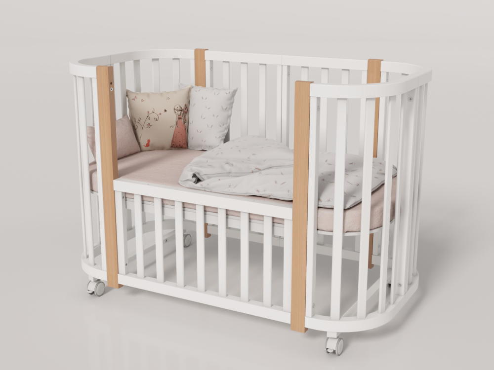 OLANT BABY кровать-трансформер с маятником Vila белый/бук - фото  17