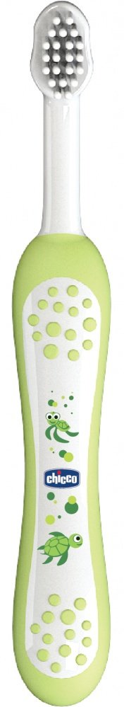 Chicco зубная щетка детская с эргономичной ручкой, цвет зеленый, 6+