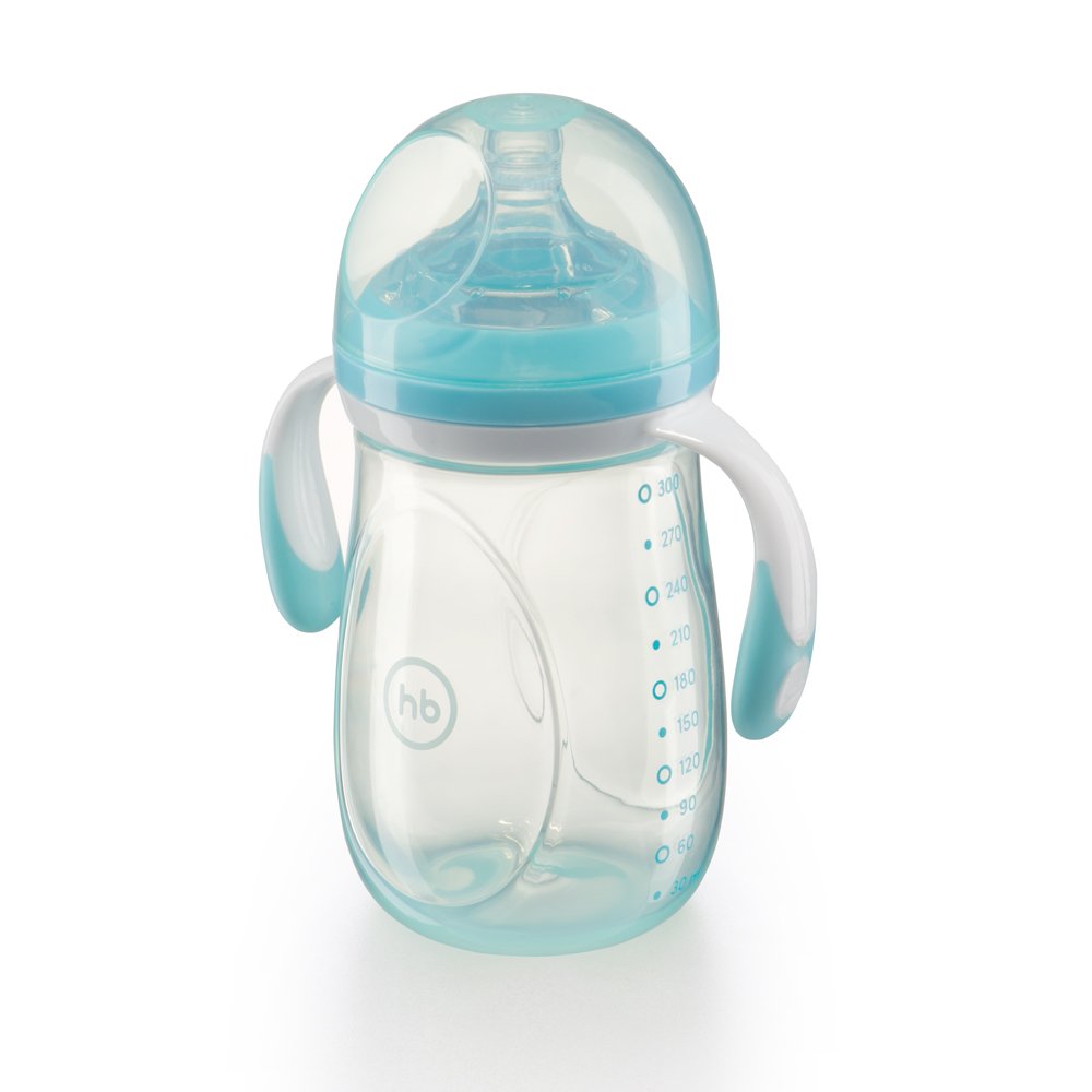 Happy Baby бутылочка для кормления с ручками 300 мл, цвет голубой