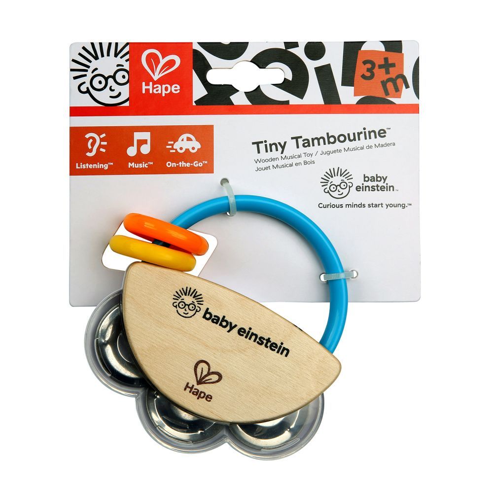 Hape музыкальная игрушка 2 в 1: бубен и погремушка для малышей