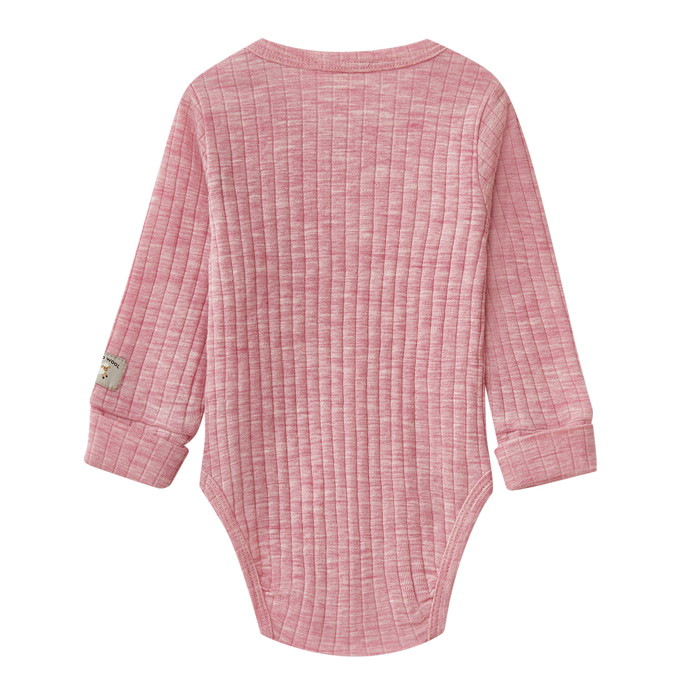 Babybu боди с длинным рукавом из 100% шерсти мериноса Lavender Melange - фото  2