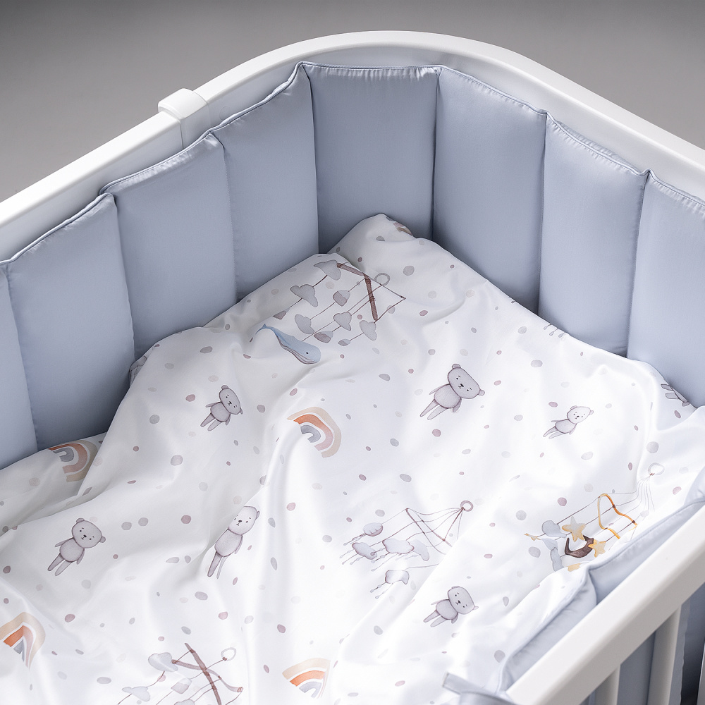 Perina защита для детской кроватки (фенс-бортик) "Sateen Collection" (голубой) - фото  2