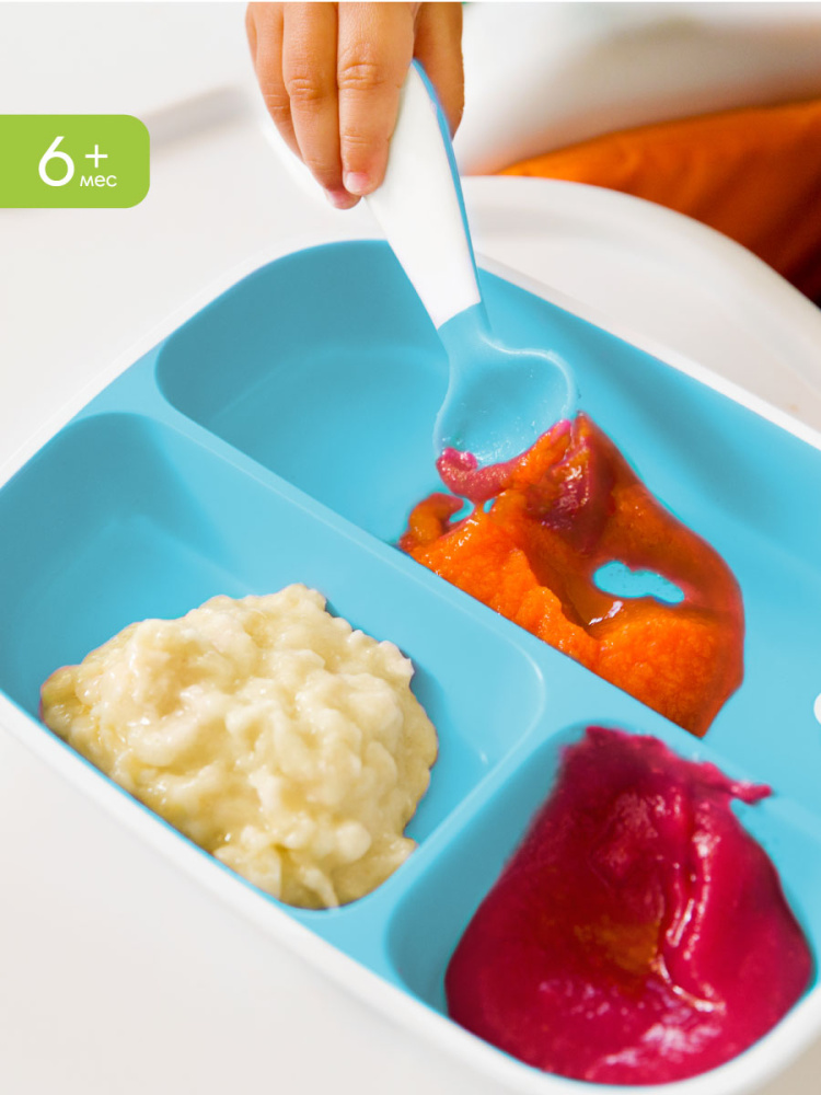 Munchkin тарелки детские секционные Splash™ набор 2шт. с 6 мес., голубая зеленая - фото  9