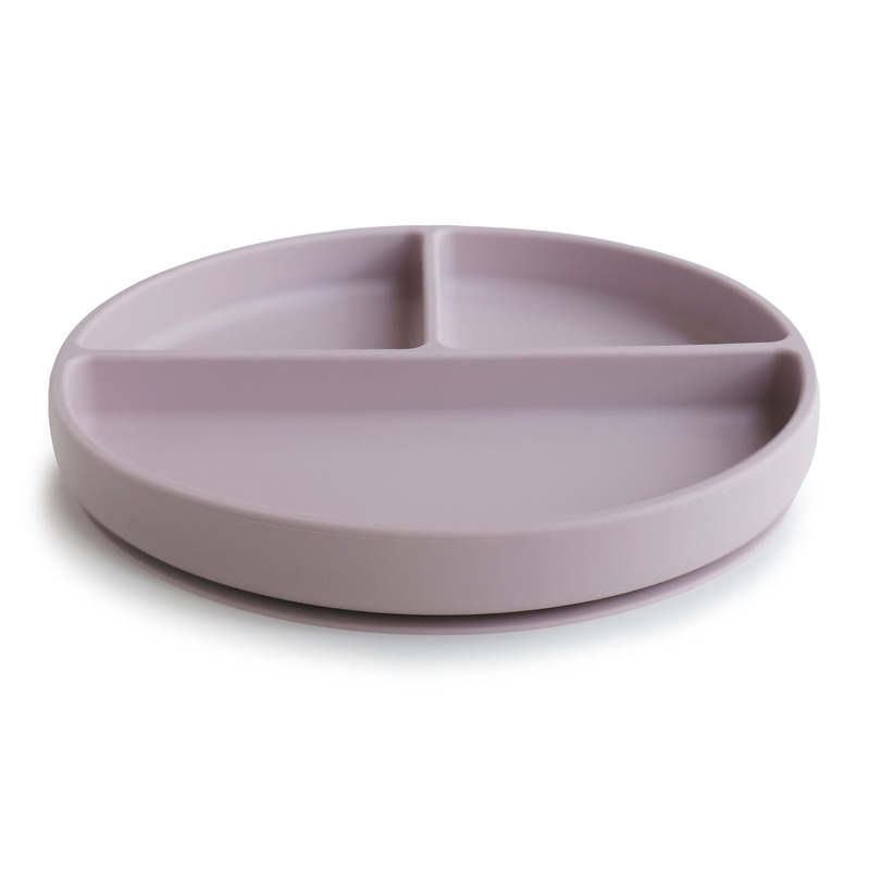 MUSHIE тарелка силиконовая, секционная на присоске Soft Lilac