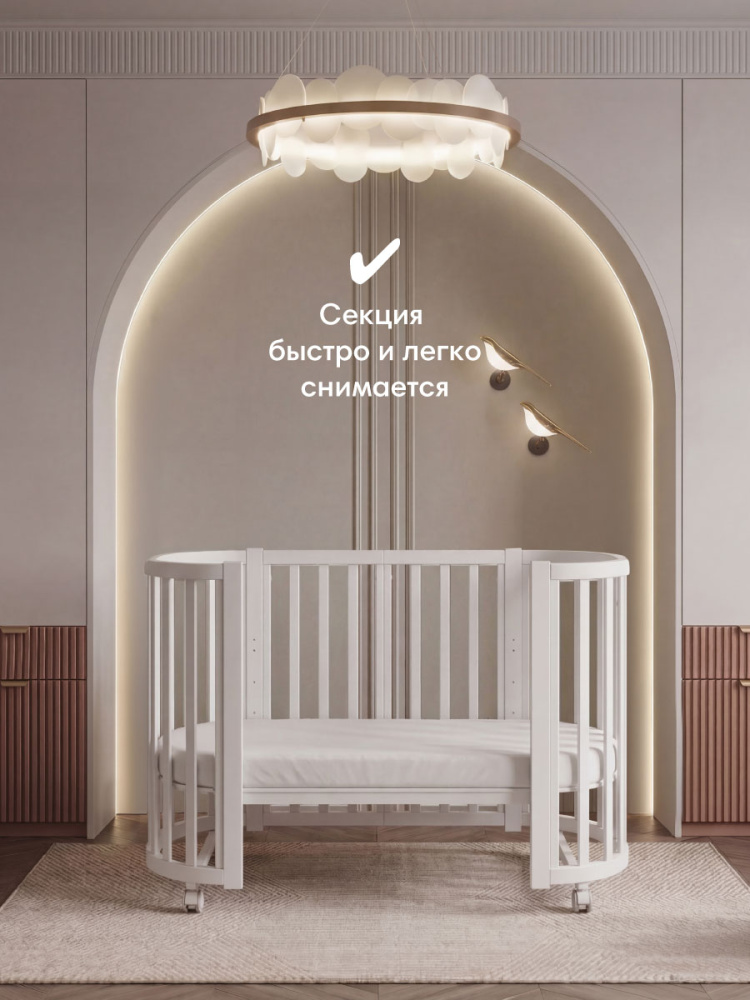 OLANT кровать-трансформер с маятником Вила (Vila) белый - фото  3