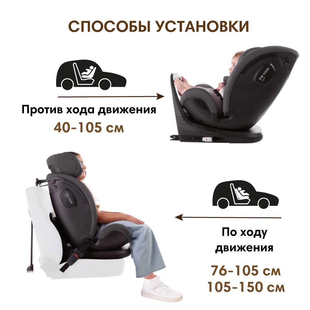 BE COOL Автокресло Sun I-Size (40-150 см, 0-12 лет) гр.0/1/2/3 Be Dark - фото  8