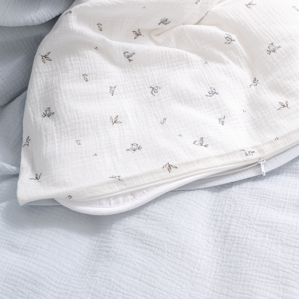 Perina комплект постельного белья Muslin Птички/Голубая пастель 3 предмета - фото  4