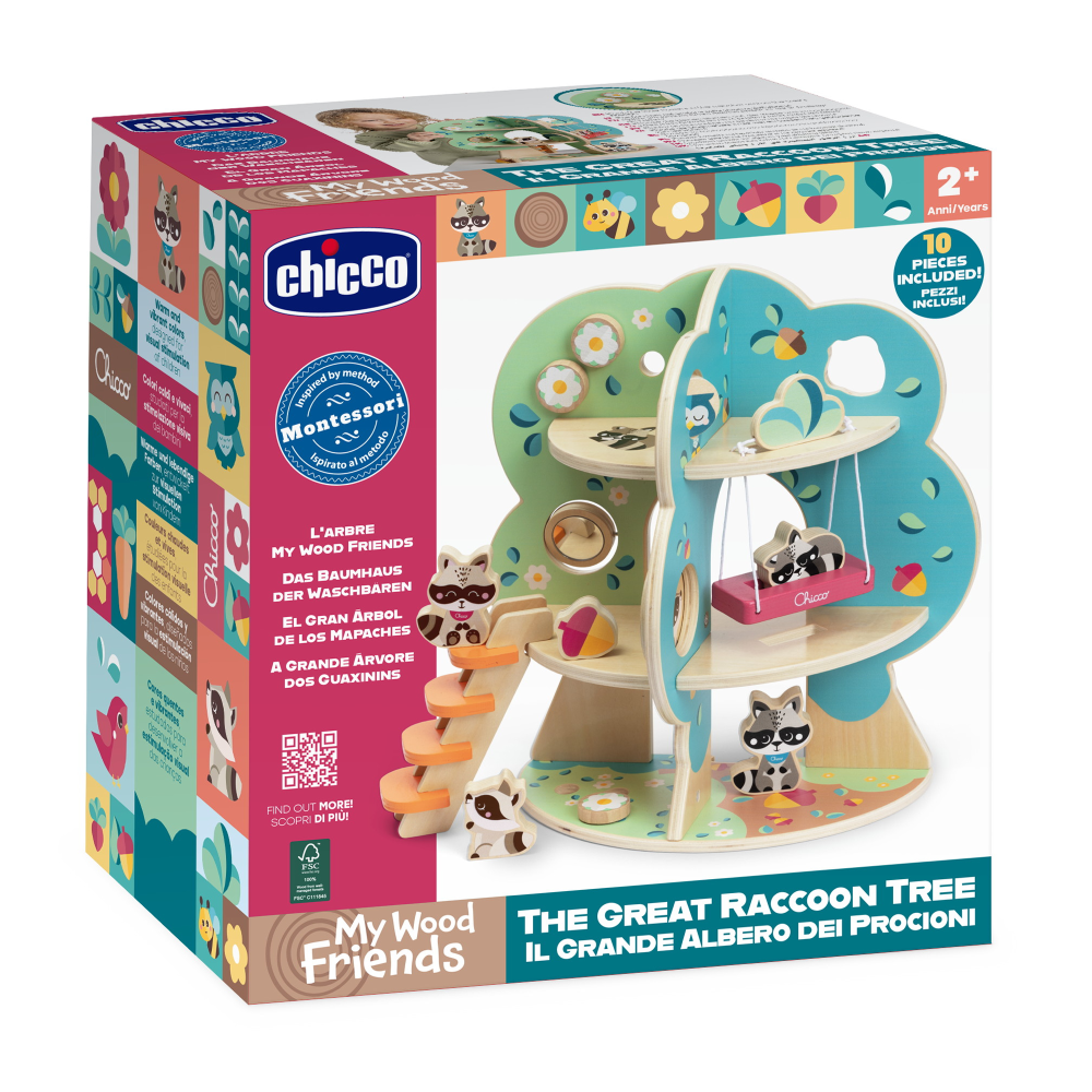 Chicco набор развивающий деревянные игрушки Домик Енотов