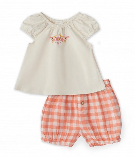 Babybu набор из 2-х предметов: майка и шорты PAPAYA GINGHAM 100% органический хлопок пИМА цвет бежев - фото  1