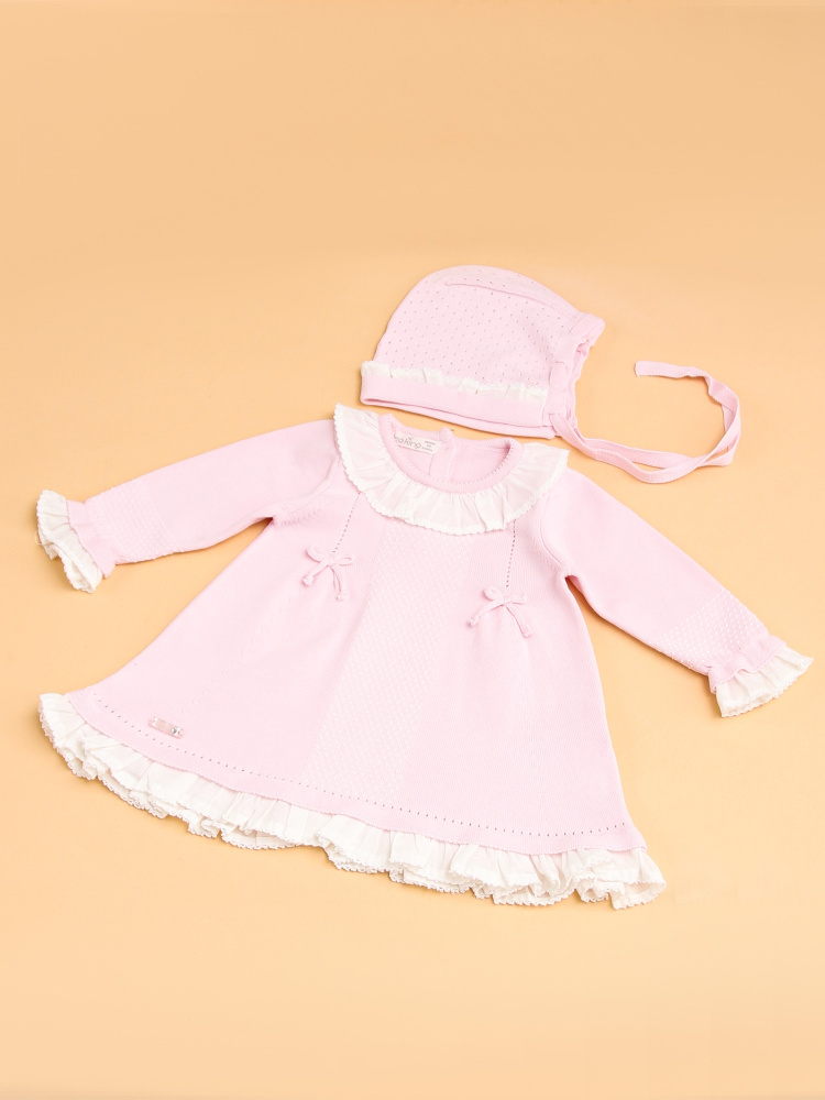 leoking комплект(платье и чепчик) цвет розовый - фото  1