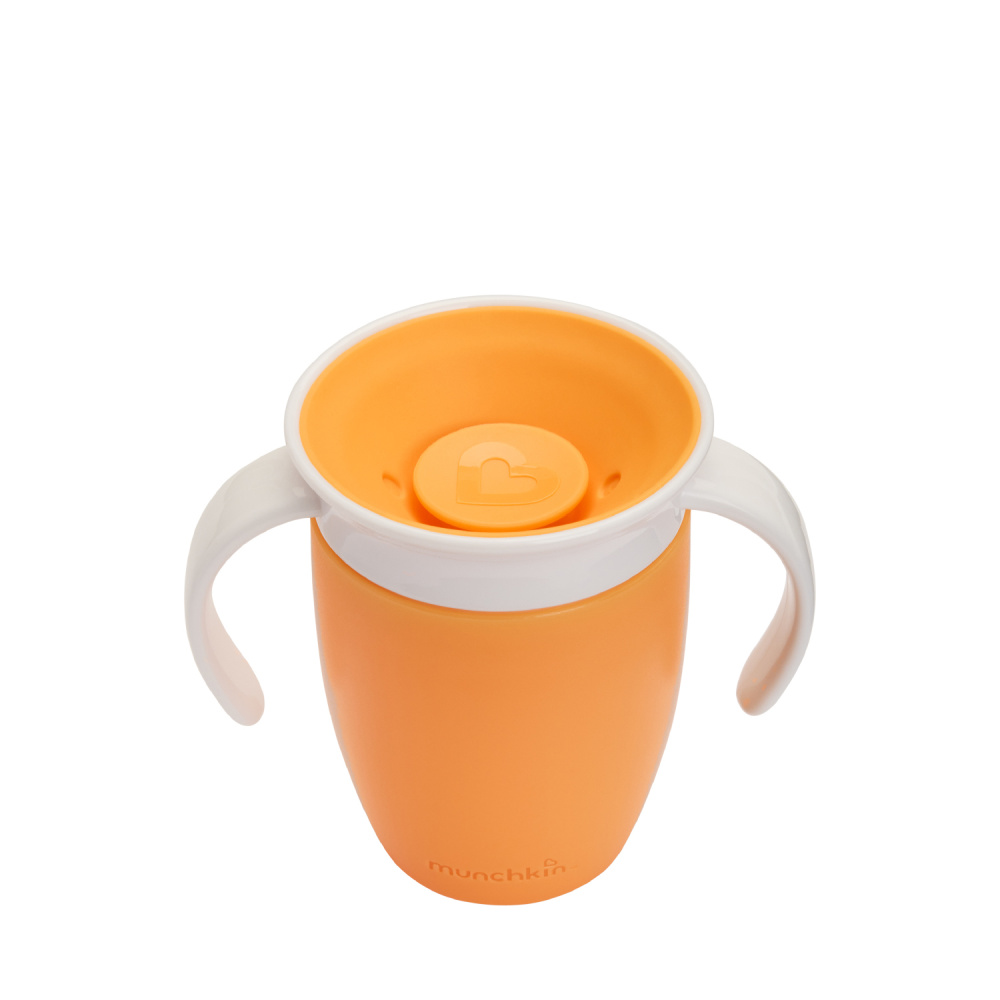 Munchkin поильник непроливайка MIRACLE® 360° с ручками 207 мл. с 6 мес., оранжевый - фото  9