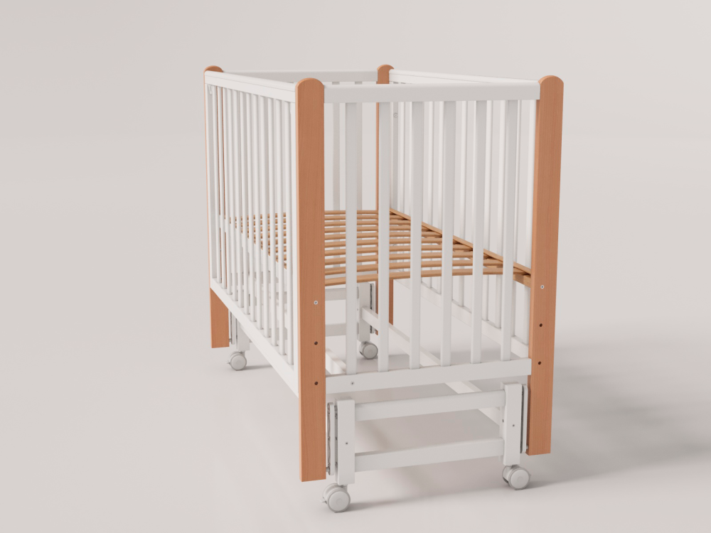 OLANT BABY кровать детская с маятником Bliss белый/бук - фото  15