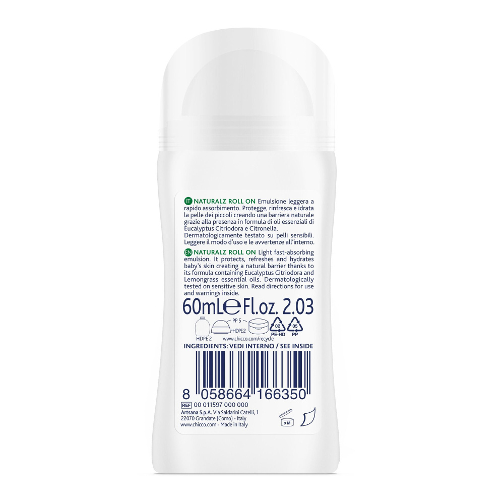 Chicco роллер для защиты от комаров 2 месяца+ с эвкалиптом и лемонграссом Naturalz, 60 мл - фото  3