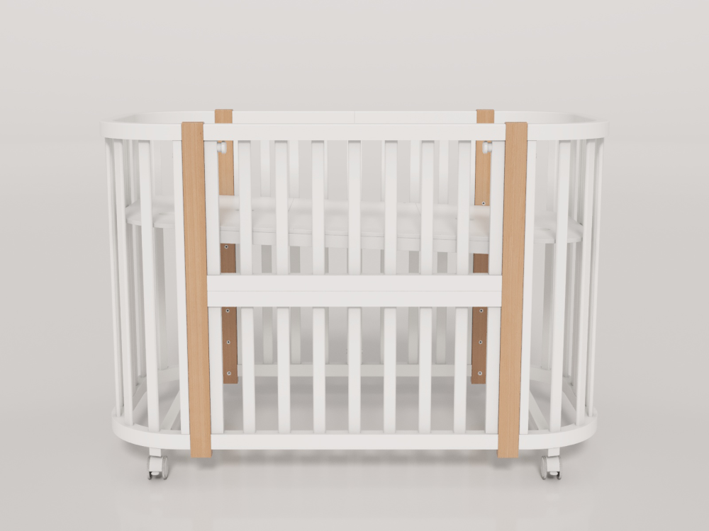 OLANT BABY кровать-трансформер с маятником Vila белый/бук - фото  3