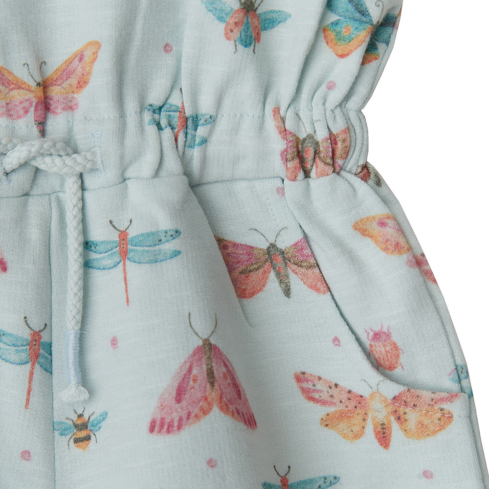 Babybu комбинезон на завязках BUTTERFLY PRINT 100% органический хлопок цвет голубой - фото  2