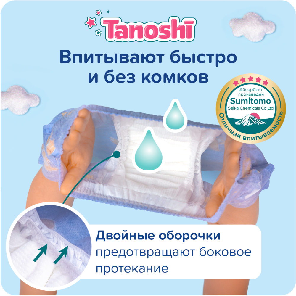 Tanoshi подгузники трусики 5 для мальчиков, размер XL 12-17 кг, летние шортики 20 шт, лимитированная - фото  4