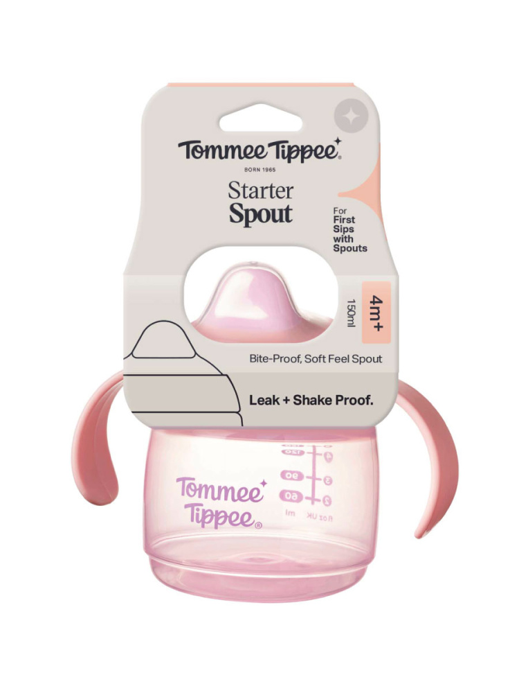 Tommee Tippee поильник Starter, с носиком и ручками, 150 мл, 4 м+, розовый - фото  6