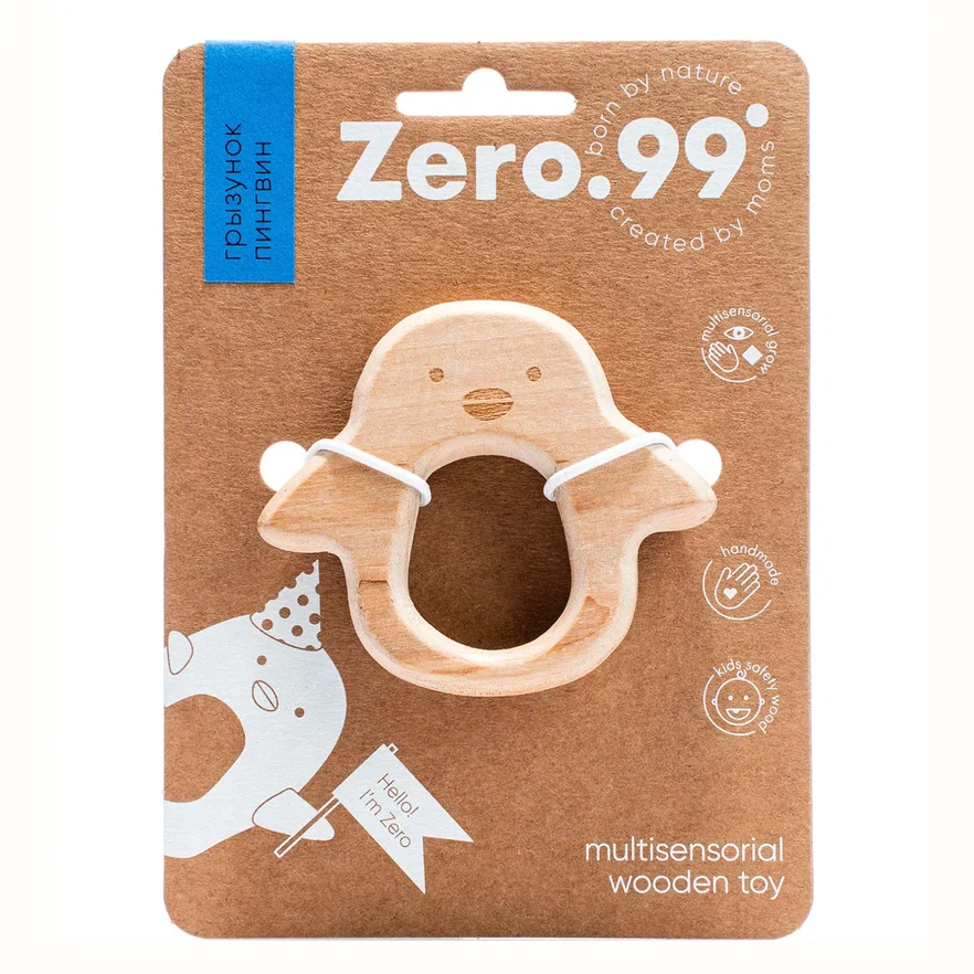 ZerO-99™ игрушка-грызунок развивающая деревянная, пингвин