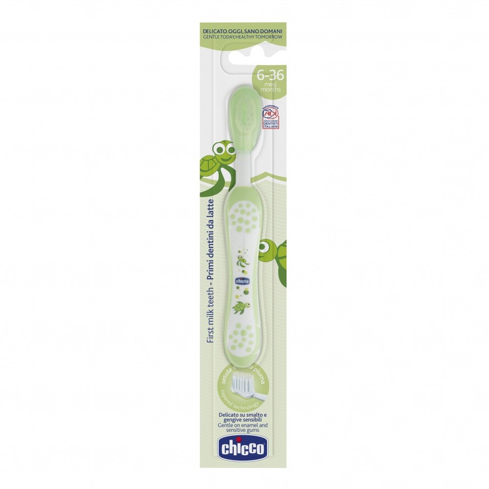 Chicco зубная щетка 6 месяцев+ с эргономичной ручкой, зеленый - фото  2